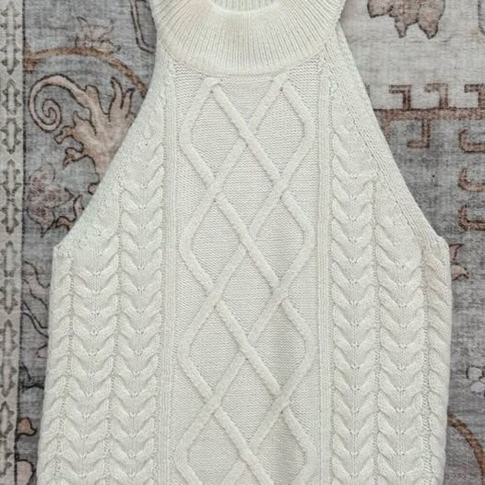 1.STATE Cream Cable Knit Halter Sweater Size XS